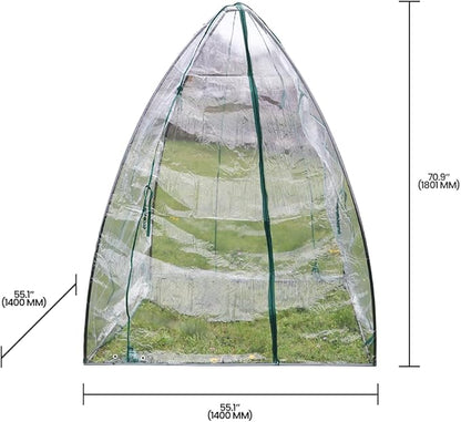Winter Greenhouse Grow Tent SH3287 Portable Garden DIY Mini Green House Kit Steel Frame, Transparent Cover, 55.1 x 55.1 x 70.9-inches
