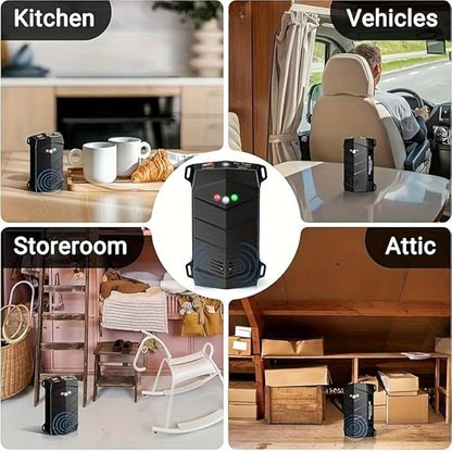 Ultrasonic Rodent Repellent for Car Engine, Mouse Repellent – Battery Powered Under Hood Mouse Repeller with Upgraded Flashing Strobe Light, Keep Mice Out of Car, RV, Garage, Room, Indoor, Outdoor