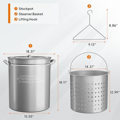 ROVSUN 62-Quart Stainless Steel Turkey Fryer & Seafood Boil Pot with Basket, Lid & Hook, Large Stock Pot for Outdoor Cooking of Turkey, Crawfish, Crab, Lobster & Shrimp