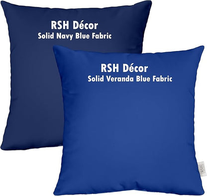RSH Décor - Jumbo Lumbar Pillow Covers – Set of 2 | 26" x 16" | Outdoor Use – Patio, Lounge, Adirondack, Deck | Water & Fade-Resistant | Includes Down-Alternative Inserts | Navy Blue