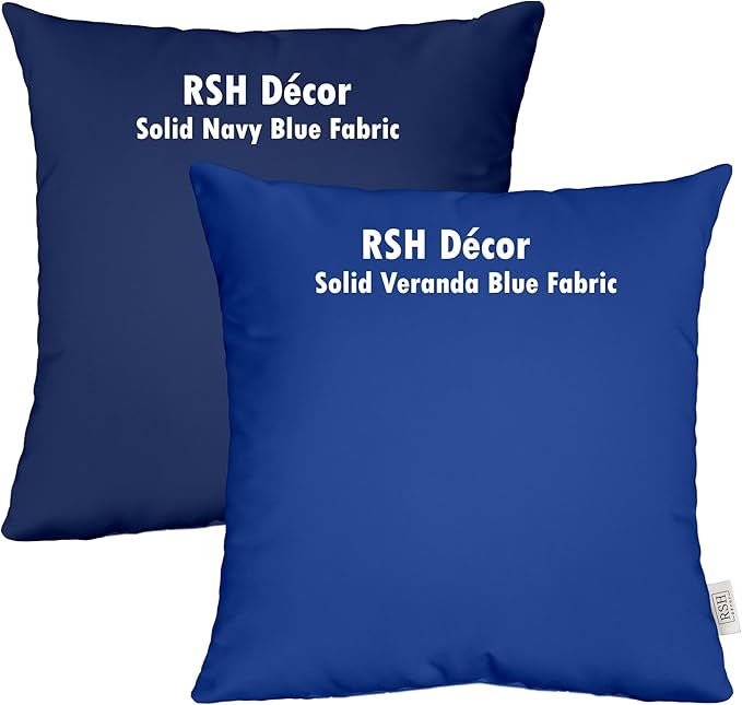 RSH DECOR: Deep Seating Chair Cushion with Pillow Back | 24” x 24” Seat | All-Weather Spun Fabric | Outdoor Cushion Set for Patio Furniture | Navy Blue
