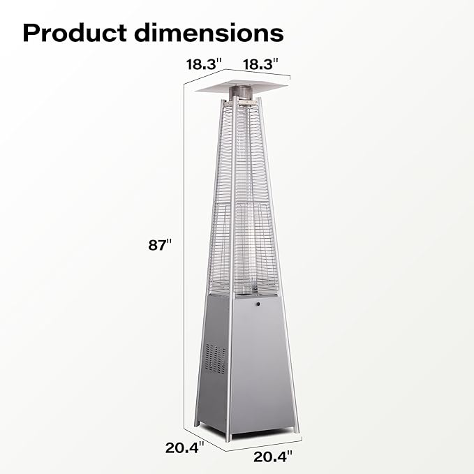 LAUSAINT HOME Pyramid Patio Heater, 48,000 BTU Outdoor Patio Heaters for Outdoor Use, Upgraded 87" Quartz Glass Tube Propane Heater for Deck Backyard Commercial, Tip-Over Protection, Cover & Wheels