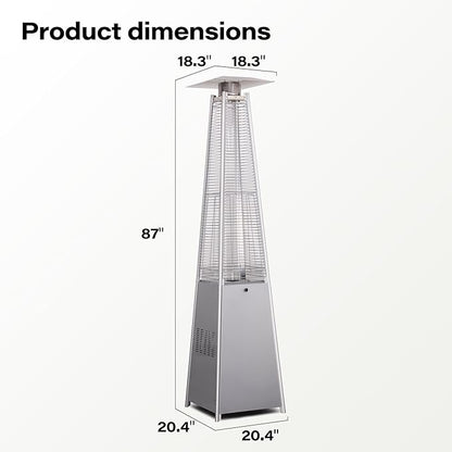 LAUSAINT HOME Pyramid Patio Heater, 48,000 BTU Outdoor Patio Heaters for Outdoor Use, Upgraded 87" Quartz Glass Tube Propane Heater for Deck Backyard Commercial, Tip-Over Protection, Cover & Wheels