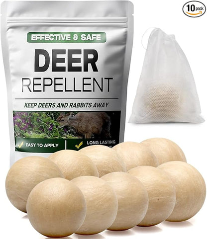Deer Repellent, Rabbit Repellent Outdoor, Bunny Repellents, Deer and Rabbit Deterrent, Safe for Garden/Yard/Plants/Flowers, Lasting for 60 Days-10 Packs