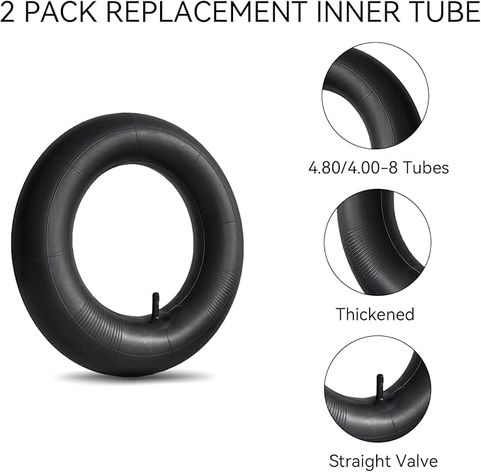 4.80/4.00-8" Inner Tubes 4.80-8 4.00-8 480/400-8 with Straight Valve Stem for Wheelbarrow, Hand Truck, Garden Cart, Mowers Pack of 2