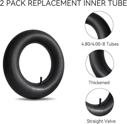 4.80/4.00-8" Inner Tubes 4.80-8 4.00-8 480/400-8 with Straight Valve Stem for Wheelbarrow, Hand Truck, Garden Cart, Mowers Pack of 2
