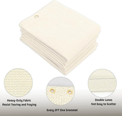 SUNNY GUARD Shade Cloth Custom Size 15x19 FT Sun Shade Screen Fabric Shade Cover Tarp with Grommets for Pergola Backyard Garden, Butter Cream(We Customized)