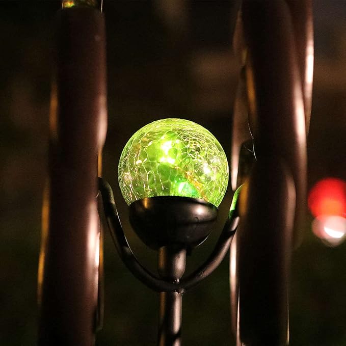 Solar Powered Glass Ball+Accessories - for Solar Wind Spinner Replacement Solar Light Parts (Blue)