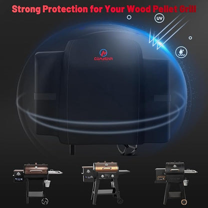 Comnova Grill Cover for Pit Boss 440D - Premium Wood Pellet Smoker Cover for Pitboss Waterproof & Heavy Duty, 600D Pellet BBQ Cover for Pit Boss Mahogany 440 Deluxe, Mile Hybrid, and 73440 Deluxe