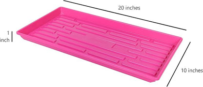 SUNPACK 10" x 20" Heavy Duty Shallow Plastic Seed Starting Tray, Magenta, 1" (Pack of 30) - No Drainage Holes, Perfect for Greenhouses or Indoor Gardening