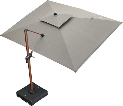 PURPLE LEAF 9' X 12' Patio Large Cantilever Umbrella Outdoor Square Wood Umbrellas Offset Umbrella Heavy Duty Sun Umbrellas for Garden Deck Pool, Heather Taupe