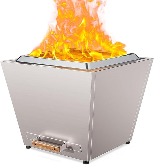 LEGACY HEATING Smokeless Fire Pit, Portable Outdoor Firepits 25 inch, Carry Handle for Backyard Patio Camping Bonfire, Stainless Steel, Ideal for 6-12 People, 46.74 lbs, Silver, Cyberpit One Pro