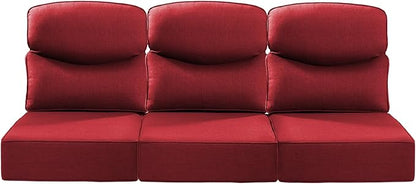Luxury 24x24x6 Inch Smile Outdoor Sofa Cushions Set of 3 - Memory Foam Deep Seat Patio Furniture Pillows for Wicker Rocker Dining Chair Loveseat 3-Seater L-Shape Sectional Sofa - Red