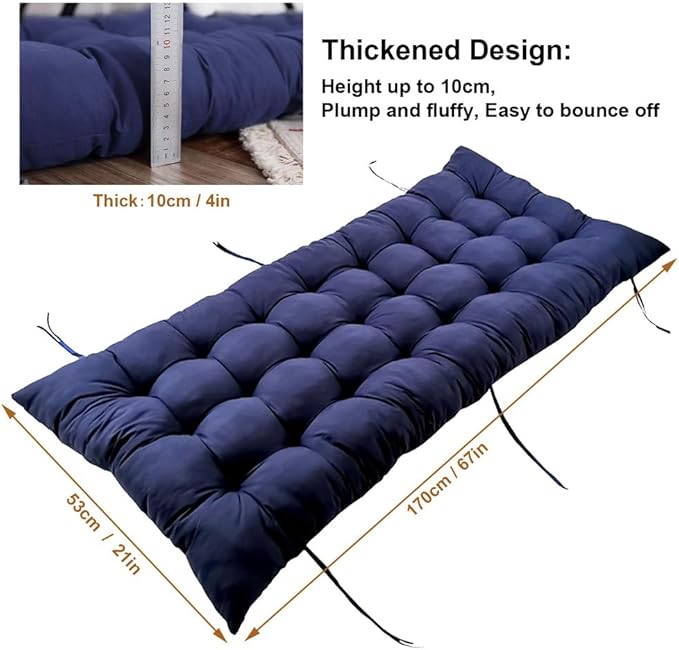 ERWUDEling Zero Gravity Lounge Chair Cushion 67 Inch - Thick & Soft Waterproof Patio Furniture Cushion for Outdoor/Indoor Use, Non-Slip with 8 Ties, Blue (19" W x 67" L x 4" T)