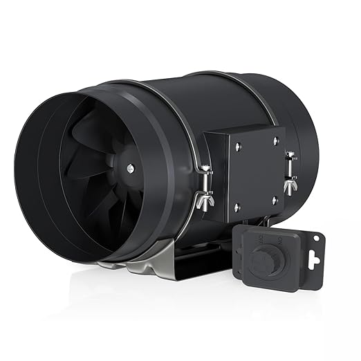 Toolazy Quiet 8" Inline Duct Fan 831 CFM Ventilation Exhaust Fan EC Motor and External 0-100% Variable Speed Controller for Heating Cooling Booster, Grow Tents, Hydroponics