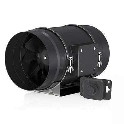 Toolazy Quiet 8" Inline Duct Fan 831 CFM Ventilation Exhaust Fan EC Motor and External 0-100% Variable Speed Controller for Heating Cooling Booster, Grow Tents, Hydroponics