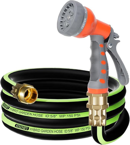 SYEENIFY Garden Leader Hose 5/8 in. x 6 ft Short Water Hose Male/Female Heavy Duty Hybrid Garden Hose No Kink and Flexible Rubber Hose for Dehumidifier,Vehicle Water Filter and Camp Water Tank