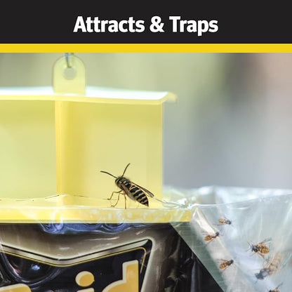 Raid Yellow Jacket, Wasp & Hornet Trap, 6 Pack, Disposable, Convenient, Hanging Fly Trap Bags with Food-Based Lure, No-Spray Outdoor Fly Traps Suitable Defense for Yards, Patios & Campsites