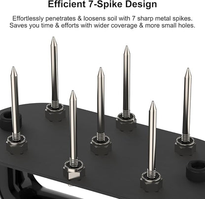 Hand Tiller Garden Tool Lawn Aerator Spike Manual Tool Portable Handheld Aerator Lawn Tool with 7-Iron Spikes, Pre-Aessmbled Small Grass Aerator Tool, Cultivator Tiller Soil Lossener
