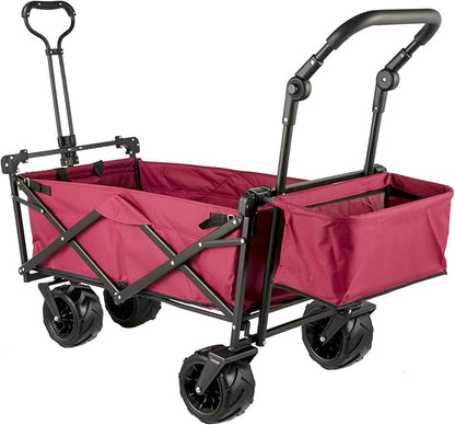 Happbuy Collapsible Wagon with Removable Canopy, 220lbs Heavy Duty Foldable Beach Wagon with Big Wheels