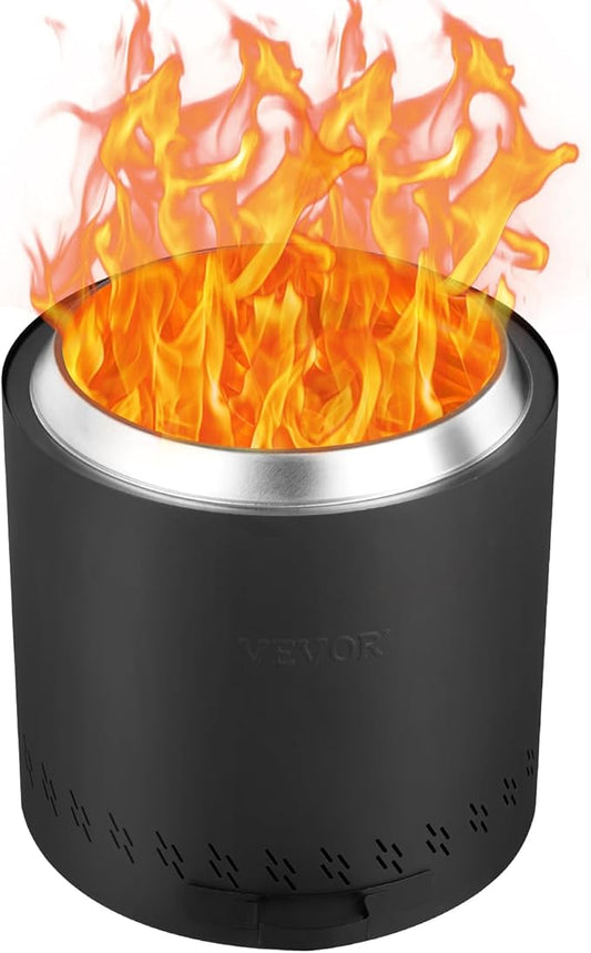 VEVOR 15.8 inch Smokeless Fire Pit Stove Bonfire, Wood Burning Fireplaces with Removable Ash Pan, SUS430 Stainless Steel Inner Portable Outdoor Firepit,for Outdoor Patio Camping High 15.4 inch