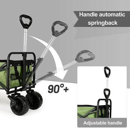 Whitsunday Collapsible Wagon with Tailgate for Camping Outdoor (Green, No Table)