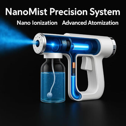 The Original Disinfectant Fogger Machine - Professional Sanitizer Sprayer - ULV Atomizer & Nano Steam Gun – Rechargeable Barber Spray Gun with Blue Light V2