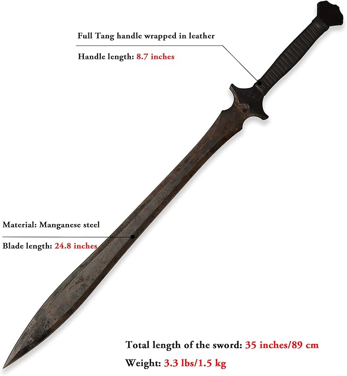 SV Handmade cast Manganese Steel Chopping Blade Sword, Full Tang, Outdoor, Hunting, Camping, Hiking, Survival, with Protective Cover, Multiple Styles to Choose from