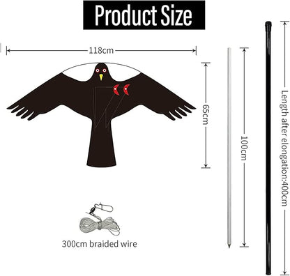 Bird Hawk Flying Kite with Pole Crops Farm Protector Bird Scarer Flying Kite with 4m Pole-Style C