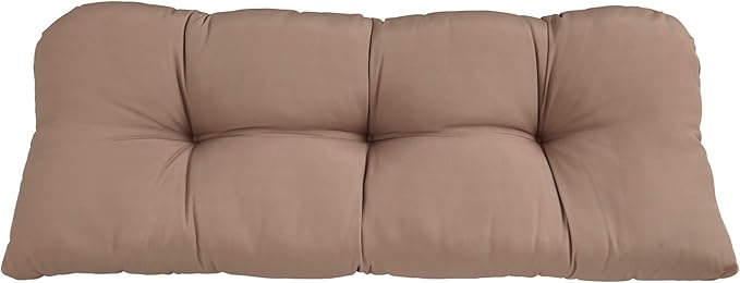 BrylaneHome Tufted Bench Cushion - 45.5" L x 19" W x 3" H- Patio & Outdoor - Water, Stain & Fade Resistant - Khaki