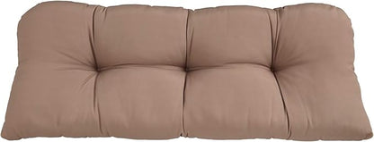 BrylaneHome Tufted Bench Cushion - 45.5" L x 19" W x 3" H- Patio & Outdoor - Water, Stain & Fade Resistant - Khaki