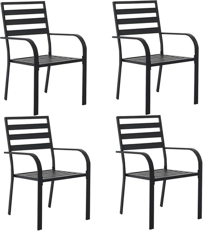 Outdoor Dining Chairs Set of 4, Aluminum Frame Stackable Patio Dining Chairs with Armrest, Wrought Iron Patio Bistro Chairs for Lawn, Backyard, Garden, Porch