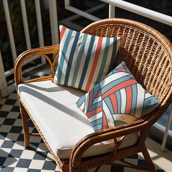 Cirzone Outdoor Pillow Covers 18x18 Set of 4 Striped Patterns Waterproof Throw Outdoor Pillows Decorations for Patio Garden, Home