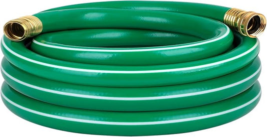 Worth Lead-in Green Garden Hose 5/8 in. x 25 ft. -Kink Free, No Leaking, Male/Female Fittings -Heavy Duty Durable Flexible Lightweight Water Pipe -Brass Aluminum Ends for Household & Yard Use