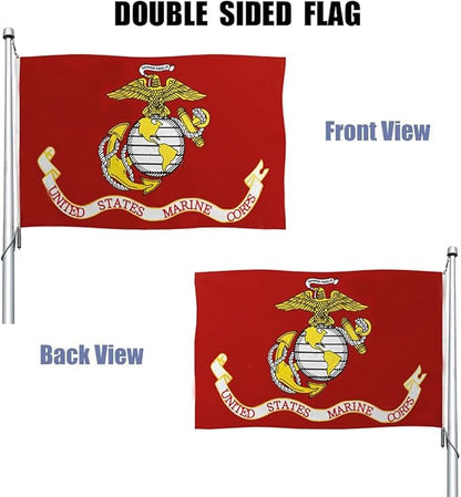 Marine Corps USMC Flag Double Sided 3x5 Outdoor Heavy Duty US Military Army Flags Long Lasting with 2 Brass Grommets
