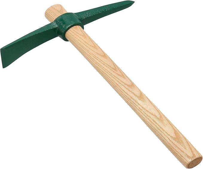 MANCHAP 2 PCS 17.7 Inch Garden Pickaxe Mattock, Small Garden Pick Axe Tool with Hardwood Handle for Gardening, Digging, Cultivating, Camping or Prospecting