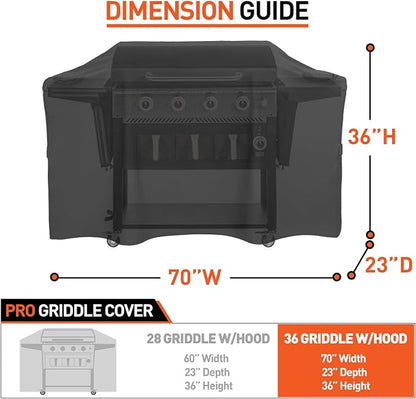 Arcedo Griddle Cover Compatible with Blackstone 36 Inch ProSeries, 70 inch Grill Shield for Cooking Station with Hood, Weather Resistant Outdoor Heavy Duty Waterproof Flat Top Gas Grill Cover, Black