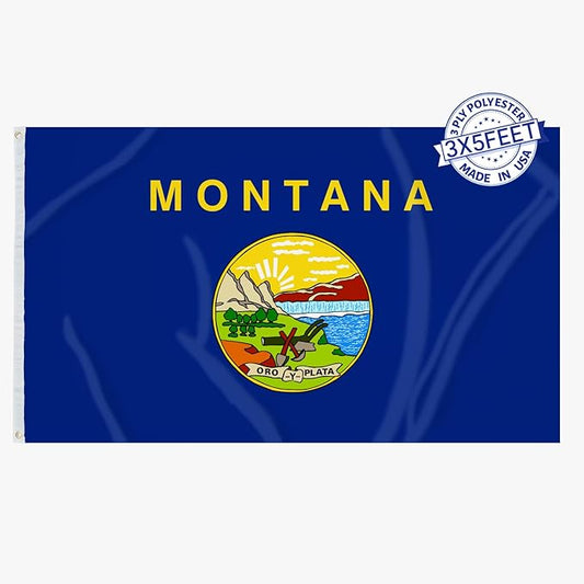 AMZFLAG Montana State Flag 3x5 ft Outdoor, Double Sided MT Montana Flag Heavy Duty with 2 Brass Grommets