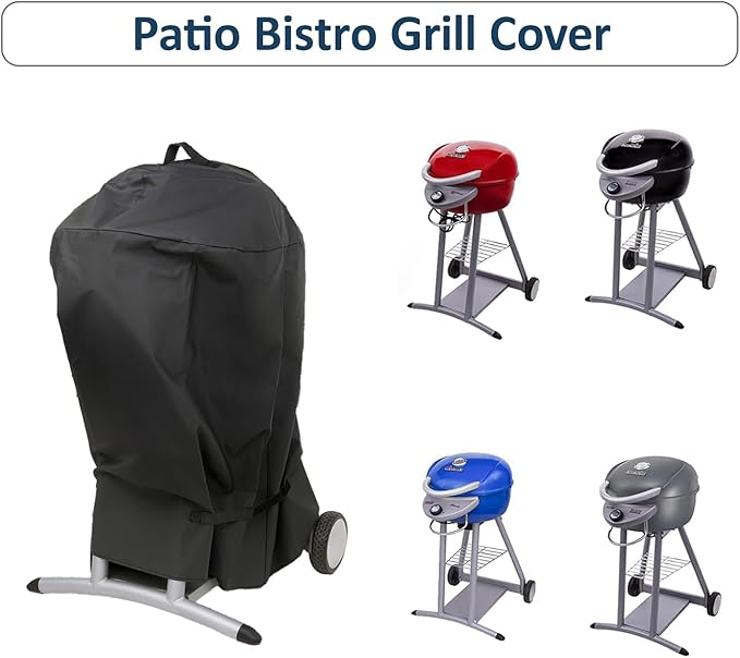 Cover for CHARBROIL Patio Bistro Without Side Shelves, 600D Waterpoorf Windproof All Weather Resistant Covers for Gas/Electric Patio Bistro with Handle & Straps, Replacement for CHARBROIL Grill Cover