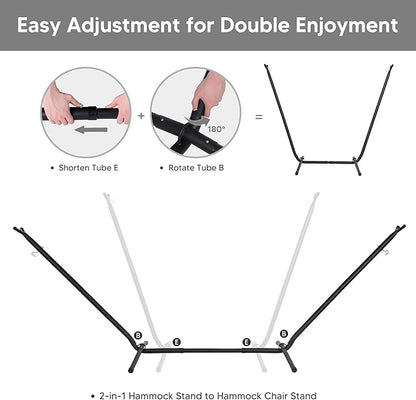 SUNCREAT 2-in-1 Hammocks Convertible Portable Double Hammock with Stand, Outdoor Hammock with Stand Included, Patent Pending, Natural