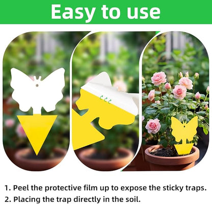 72 Pcs Classic Sticky Traps for Fungus Gnat (Plants), Flying Insect, Whitefly and Fly, Yellow Sticky Insect Catcher Traps for Indoor/Outdoor, Kitchen, and Plants, High-End Glue, Non-Toxic, 4 Shapes
