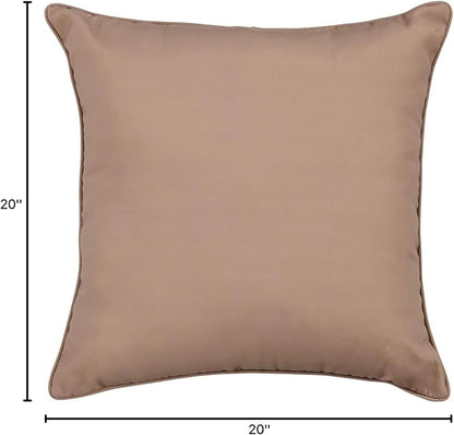 BrylaneHome 20" Square Throw Pillow - Patio & Outdoor - Water, Stain & Fade Resistant - Khaki