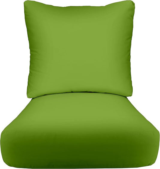 RSH DECOR: Deep Seating Cushion with Pillow Back | 24” x 27” Seat | All-Weather Spun Fabric | Water and Fade-Resistant | Outdoor Chair Cushion Set for Patio Furniture | Kiwi Green