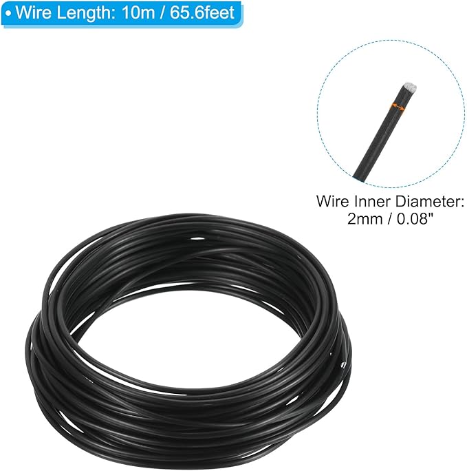 PATIKIL 2.0mm Bonsai Training Wire, 2 Rolls Floral Wire Stems Anodized Aluminum Tree Wire 65.6 Feet Total for Gardening Branch Fixing, Black