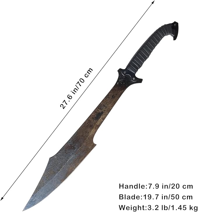 Full Tang Carbon Steel Machete Sword with Sheath for Practice, Outdoor Use, Collection-27.6 Inch