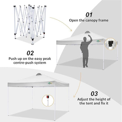 COBlZI 10x10 Pop Up Canopy Tent with 4 Removable Sidewalls，Waterproof Commercial Easy up Adjustable Gazebo with Air Vent, 4 Sandbags，4 Stakes & 8 Ropes（Tents for Party/Exhibition,White
