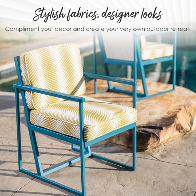 RSH DECOR: Deep Seating Cushion with Pillow Back | 24” x 27” Seat | All-Weather Spun Fabric | Water and Fade-Resistant | Outdoor Chair Cushion Set for Patio Furniture | Orange