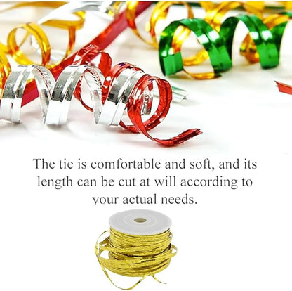 HAHIYO 100Yards/300Feet/91M Holographic Gold Metal Twist Ties Bread Candy Coffee Bag Ties Plant Garden Twist Ties for Cellophane Treat Bags Gift Wraping Bags Plastic Bags Party Cake Present Art Crafts