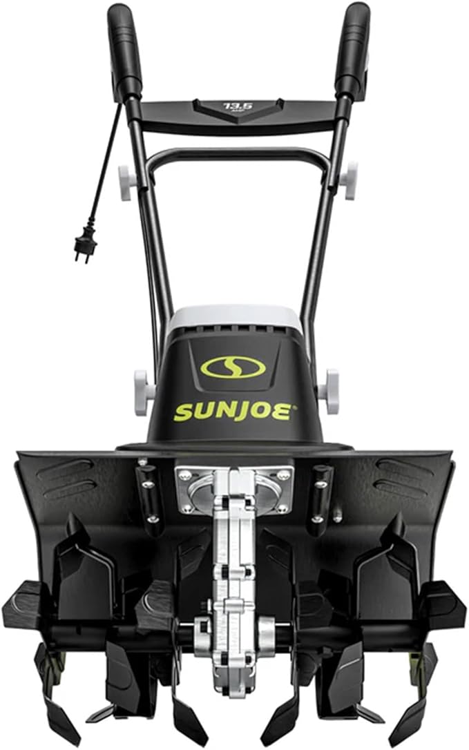 Sun Joe Electric Corded Garden Tiller & Cultivator, Steel Tines, 13.5 Amp, 16 Inch, Black - Heavy Duty Gardening Machine Equipment for Lawn, Yard, & Grass, TJ604E