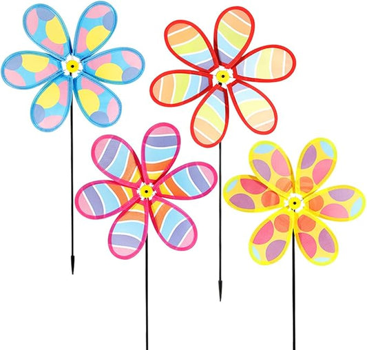 4PCS Wind Spinners for Yard and Garden, Lawn Yard Decorations Pinwheels Colorful Whirligigs Windmill Kids Toys for Outdoor Decor